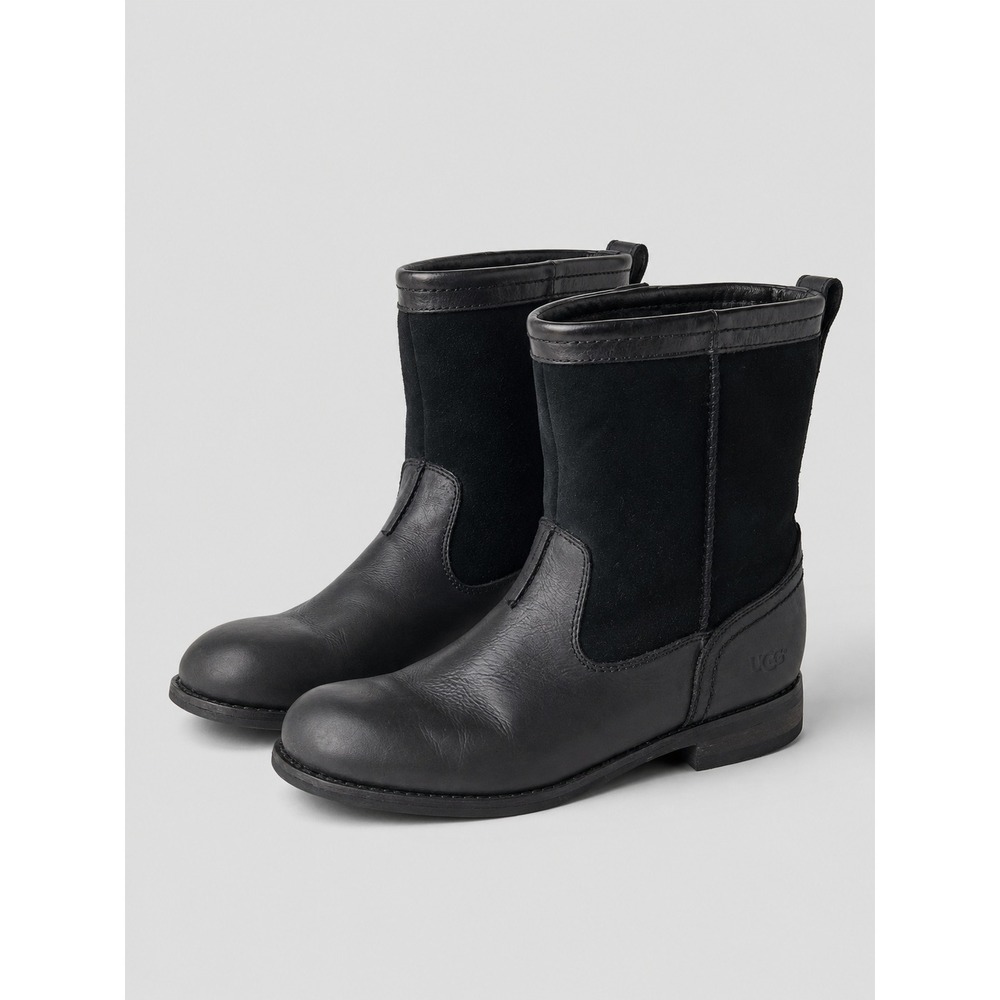 UGG Blackwell Boots Men 10 Black Leather Suede Pull On Biker Moto Designer Warm